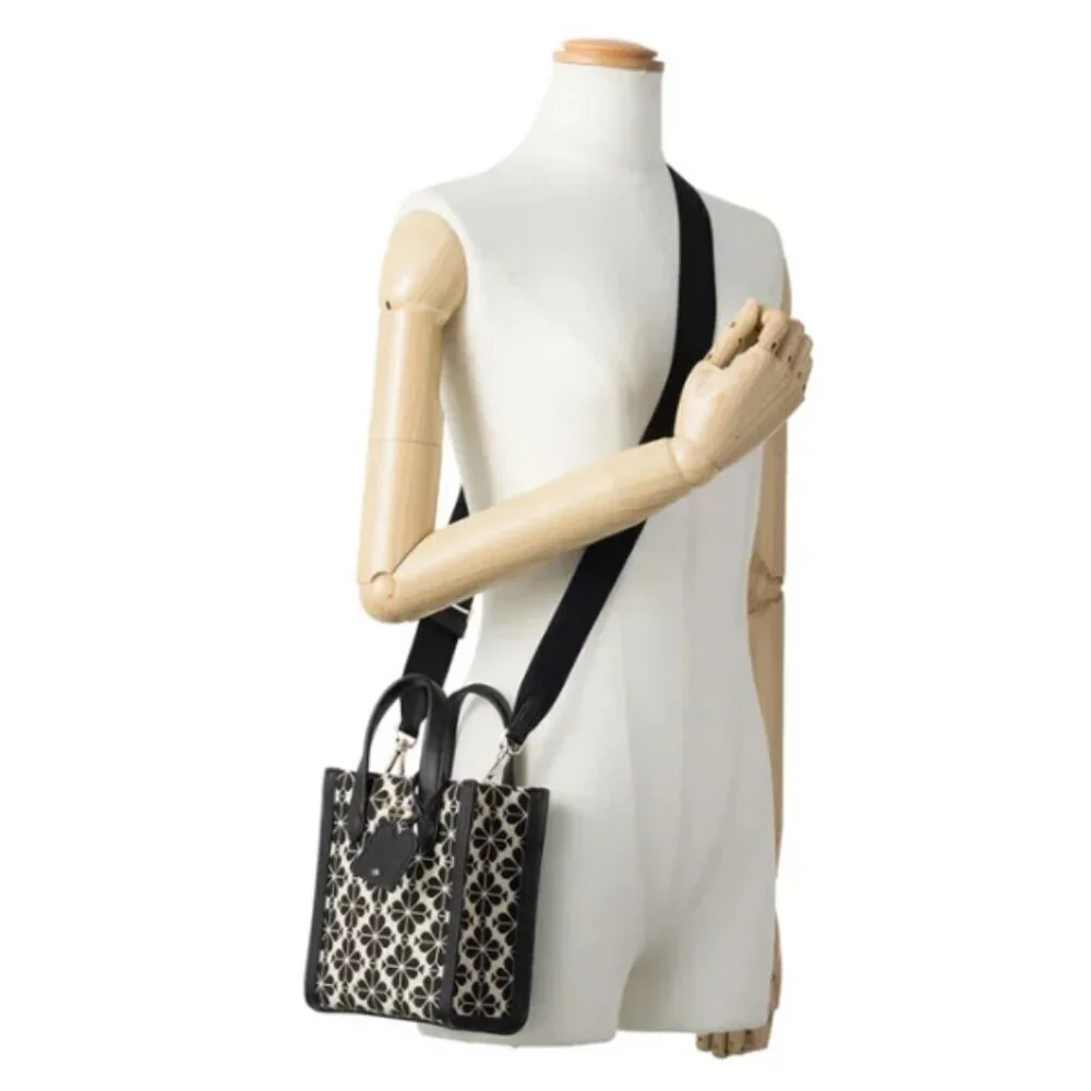 Kate Spade Manhattan Mini Tote Blue Floral Jacquard Leather Crossbody - Picture 5 of 13